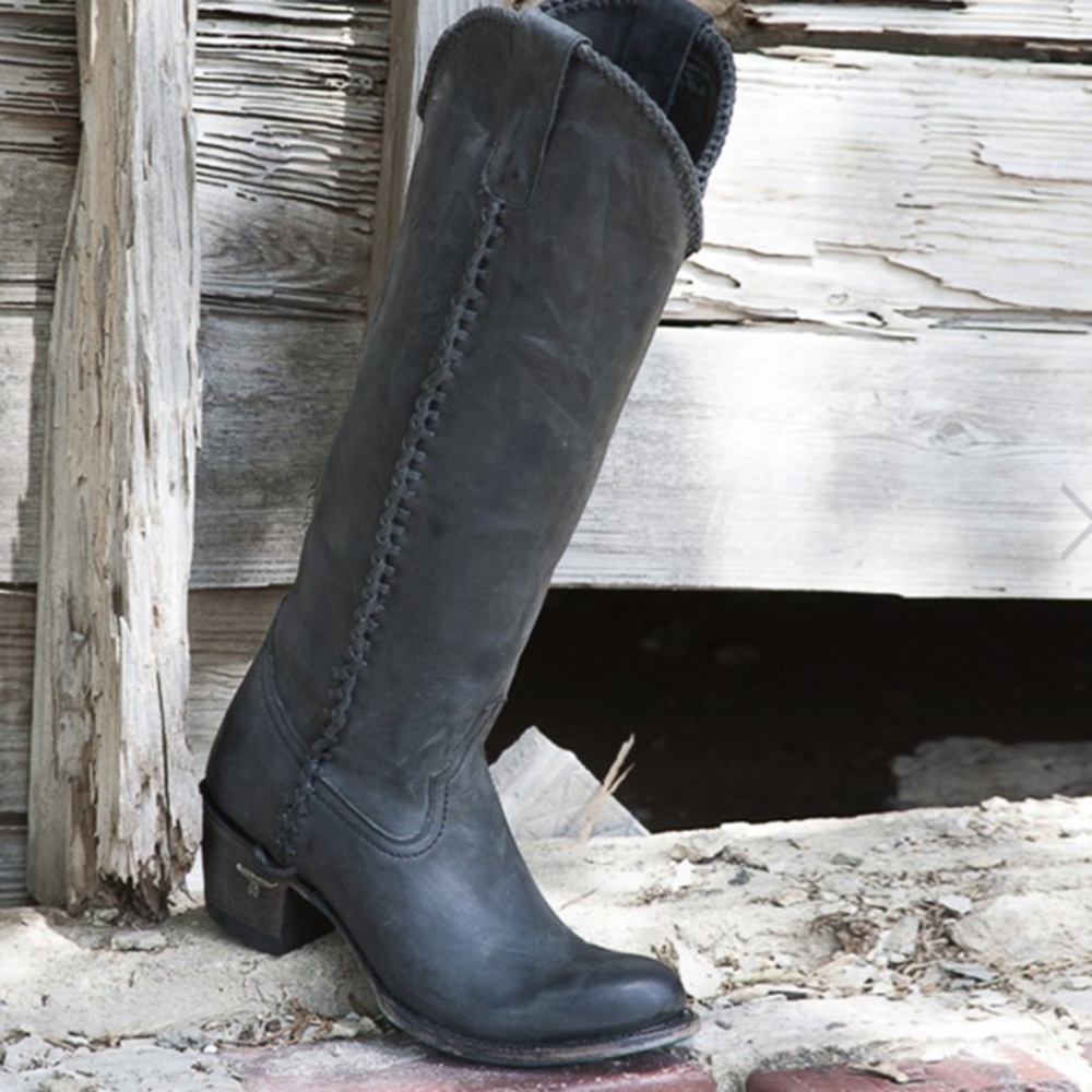 Black/charcoal tall  western boots